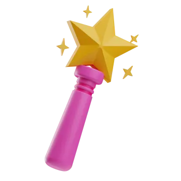 a pink bottle with a gold star on top