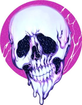 a drawing of a skull on a white background