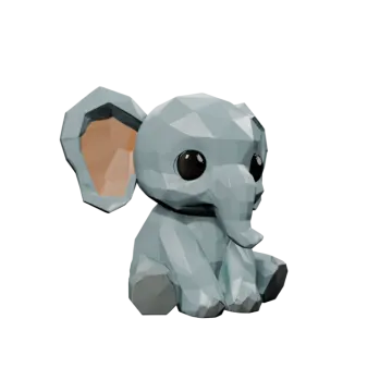 a small elephant sitting on top of a white surface
