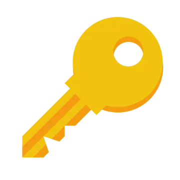 a yellow key on a white background