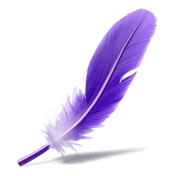 a purple feather on a white background