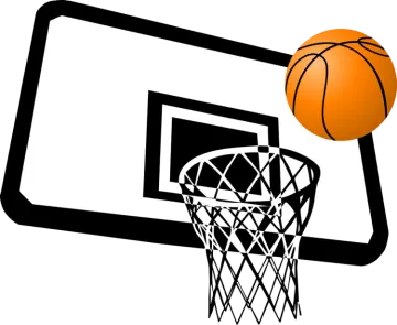 a basketball hoop with an orange ball on it
