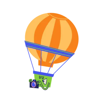 a hot air balloon with a camera attached to it