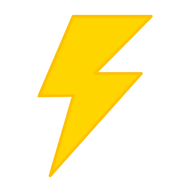 a yellow lightning bolt on a white background