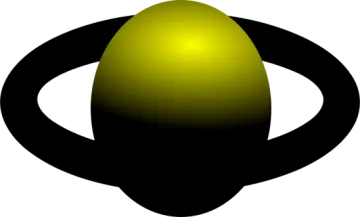 a black and yellow sphere with a white background