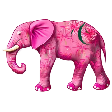 an elephant with pink flowers on it's trunk