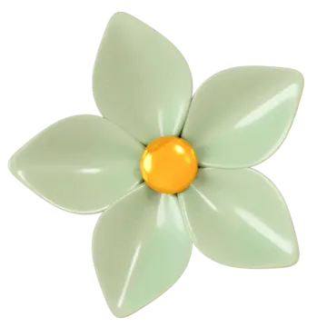 a green flower with a yellow center
