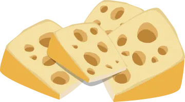 a piece of cheese with holes