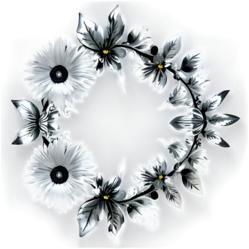 a wreath made of black and white flowers