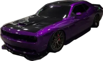 a purple and black car on a white background