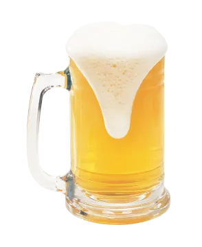 a mug of beer with a heart shaped foam