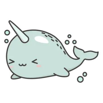 a cartoon whale with its head in the water