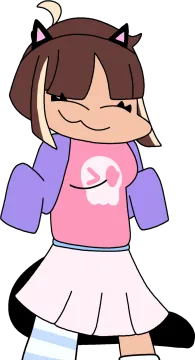 a drawing of a girl in a pink shirt and white skirt