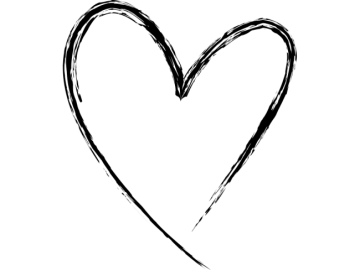 a black and white drawing of a heart