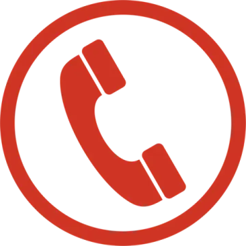 a red phone icon in a circle