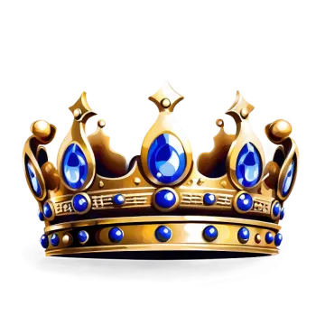 a golden crown with blue gems