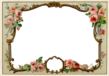 a vintage frame with roses and leaves