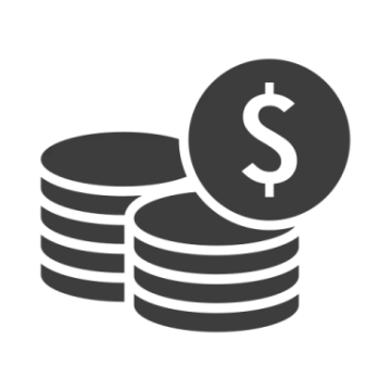 a stack of coins with a dollar icon