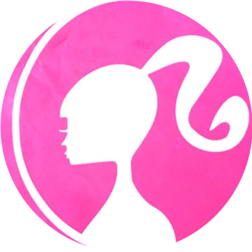 the silhouette of a woman's head in a pink circle