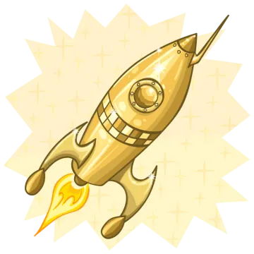 a cartoon rocket flying through the air