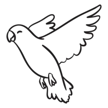 a black and white drawing of a bird