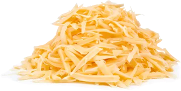 shredded cheese on a white background