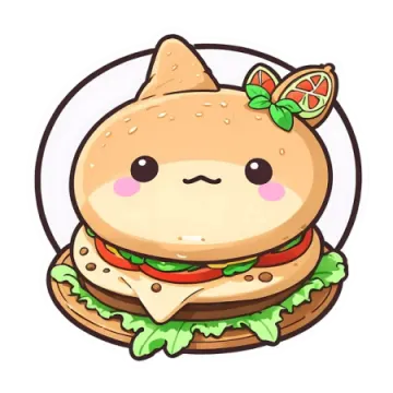 a hamburger with a cat on top of it