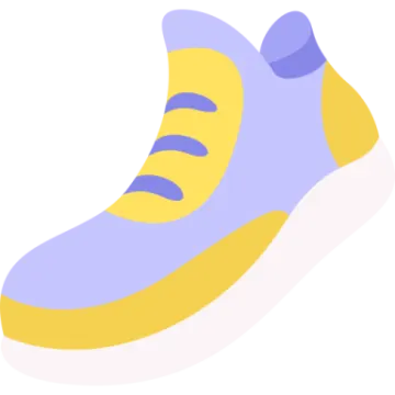 a pair of blue and yellow shoes