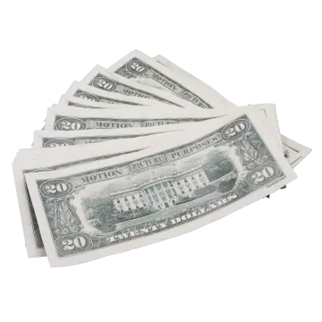 a pile of money on a white background