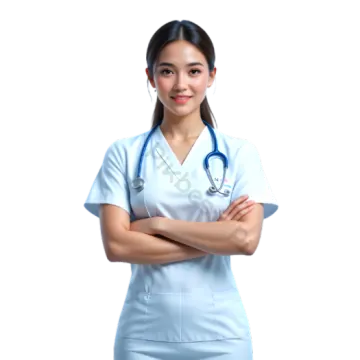 a female doctor standing with her arms crossed