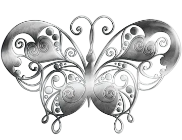 a black and white butterfly tattoo design