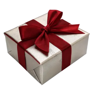 a white gift box with red ribbon and bow