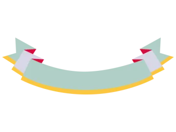 a green and yellow ribbon with two red arrows