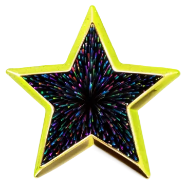 a yellow star with multi colored stars on it