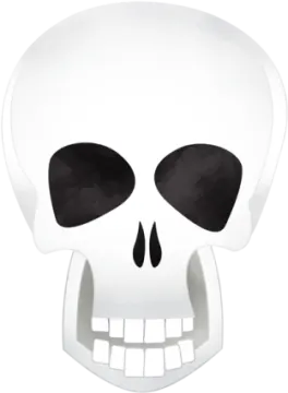 a white skull mask with black eyes