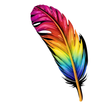 a colorful feather on a white background