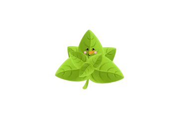 a green leaf with an orange flower on it