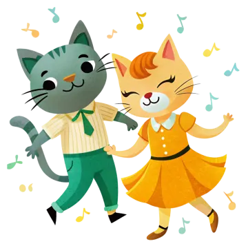 a couple of cats dancing together