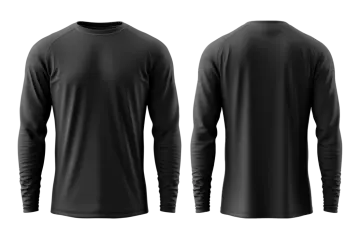 black long sleeve t - shirt front and back view