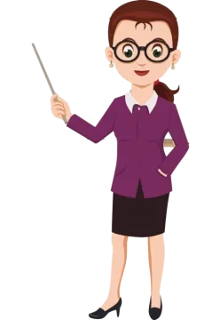 a woman with glasses and a pointer in her hand