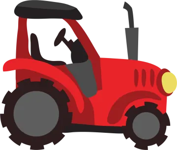 a red tractor on a white background