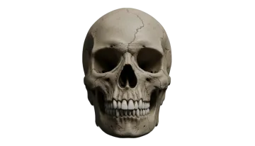 a human skull on a white background