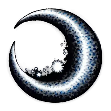 a black and white crescent with flowers on it