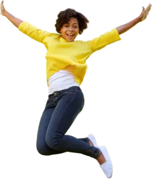 a woman jumping in the air