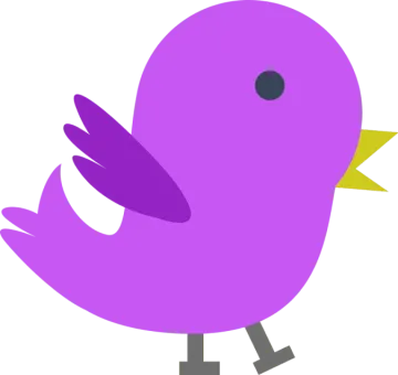 a purple bird sitting on top of a white background