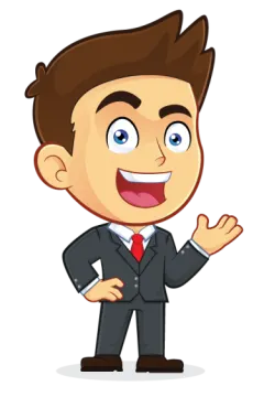 a cartoon man in a suit and tie