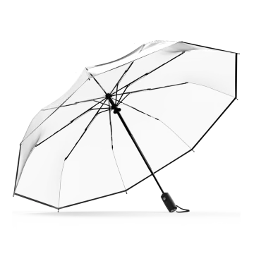 a black and white umbrella on a white background