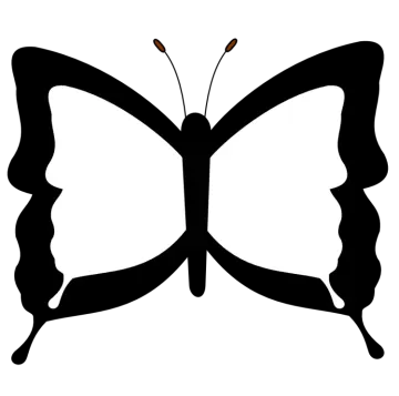 a black and white butterfly on a white background