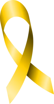 a yellow ribbon on a white background