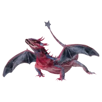 a red and black dragon flying through the air